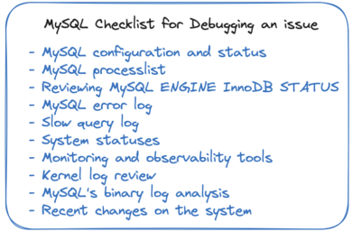 MySQL Debugging checklist